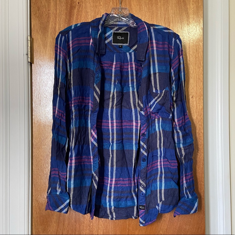 Rails Blue/Pink Hunter Plaid Button-Down Shirt Size M